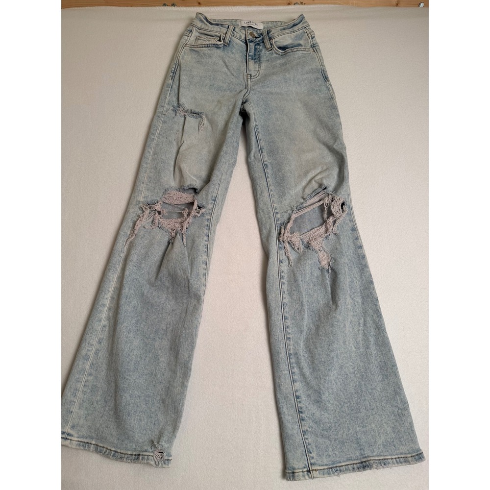 Lovervet by Vervet High Rise Wide Leg Distressed Jeans Light Wash Size 25 LV1862